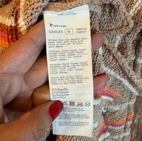 Ripndip Rip Curl Women Striped Knit Hoodie Pullover Kangaroo Pocket Boho Cottagecore M