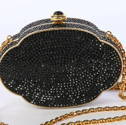 Judith Leiber Black Swarovski Crystal Embellished Cloud Shaped Evening Bag