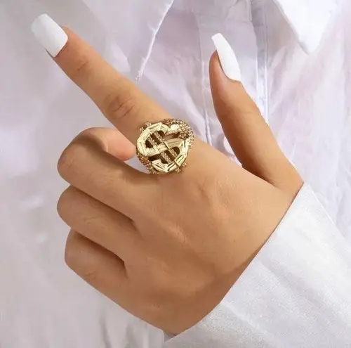 Dollar Sign Money Gold Ring