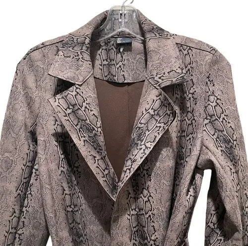 Love Token Snakeskin Print Tie Jacket Brown Size Small
