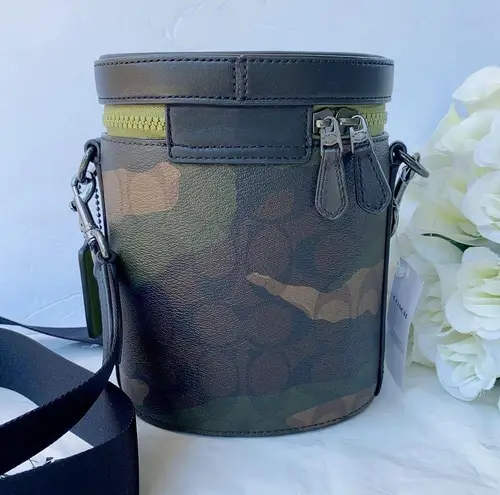coach Barrel Crossbody In Signature Canvas With Camo Print And Coach Patch cc024