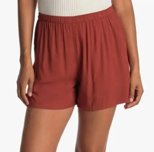 Melrose and Market NWOT Crepe Shorts Rust Orange Red Pull On High Waisted sz L B11