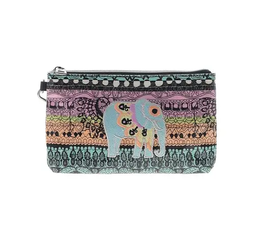 Sakroots charging wristlet, One World Boho style, elephant embroidery