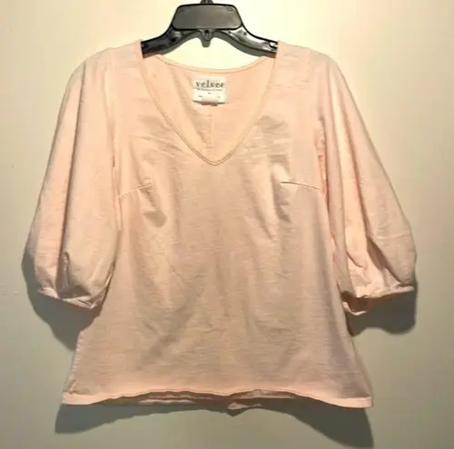 Anthropologie Velvet for - Light Pink Jorja Structured Balloon Sleeve Top- Size S