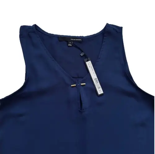 Harvé Benard Harve Benard Blouse Navy Scoop V-Neck Keyhole Sleeveless Top Blouse Small NEW