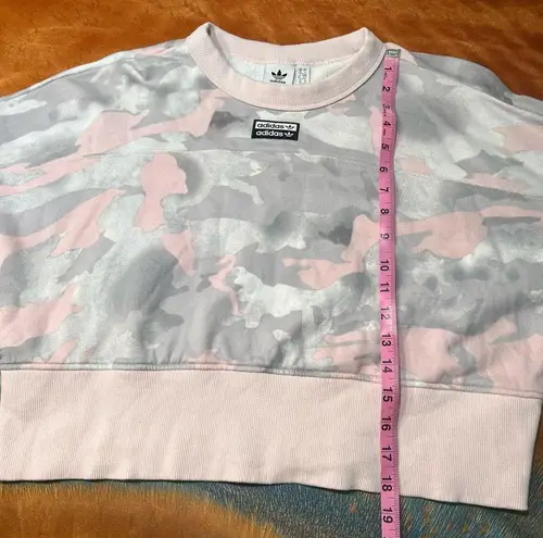 Adidas Camo Crop Crewneck Sweatshirt small pink white gray