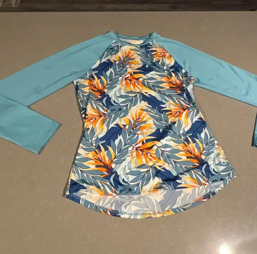 The American Outdoorsman Women's Floral Long Sleeve Rash Guard Swim Top Medium