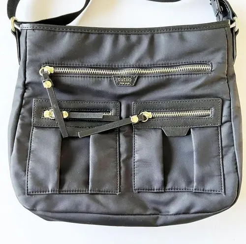 Tutilo Black Nylon Crossbody With Organizer Pocket