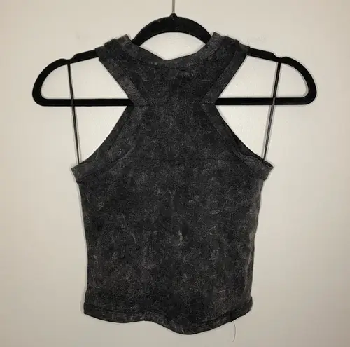 Sincerely Jules High Neck Crop Tank Top, Black Acid Wash, Size S/M, NWOT