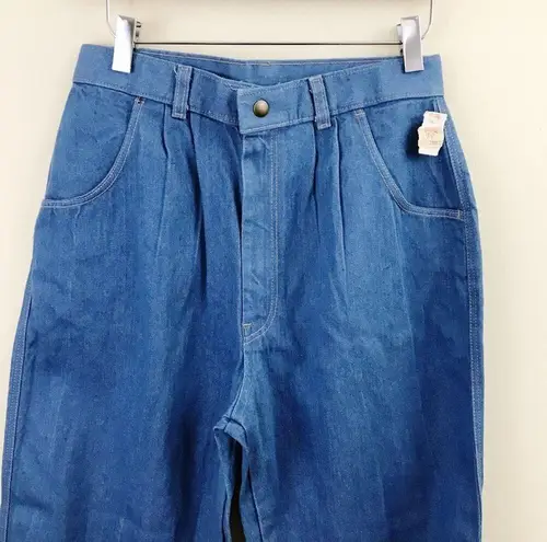 Vintage Deadstock Baggy Slouchy Tapered Cotton 80s pleated hi waist jeans 27 12 Blue
