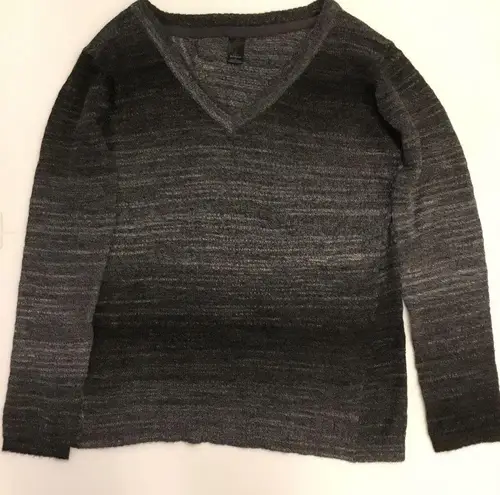prAna Julien Charcoal Ombré Split Back V-neck Sweater Sz M