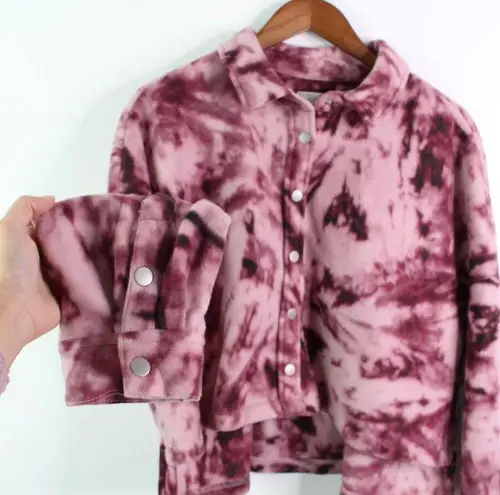 Abound  Crop Fleece Snap Button Tie Dye Purple XL