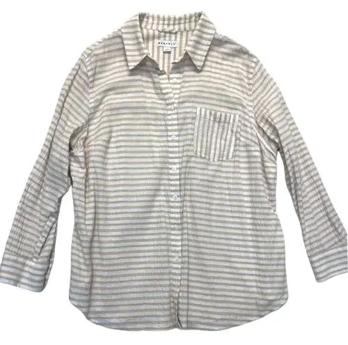 Ava & Viv  Striped Button Down Shirt Plus Size 2X