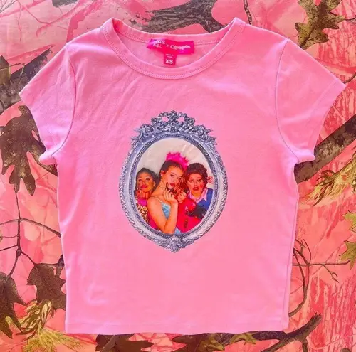 y2k clueless hot pink baby tee