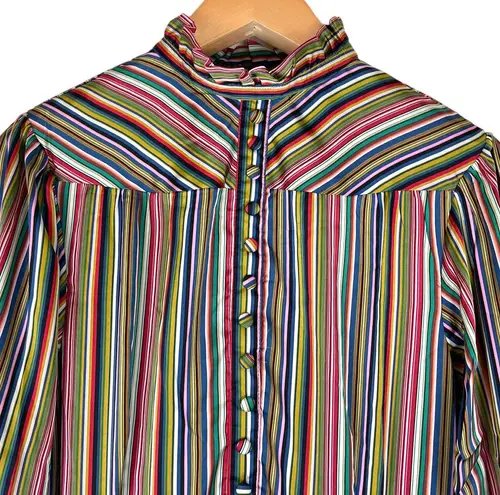 Unique Vintage Rainbow Multicolored Striped Satin Dress L Large (10-12)