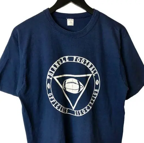 Vintage Triangle Football Officials Association T Shirt Graphic Tee Blue Medium