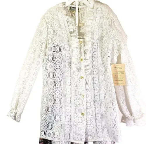New Tumbleweeds Vintage Size 6 White Pink Floral Lace Blouse and Skirt Set