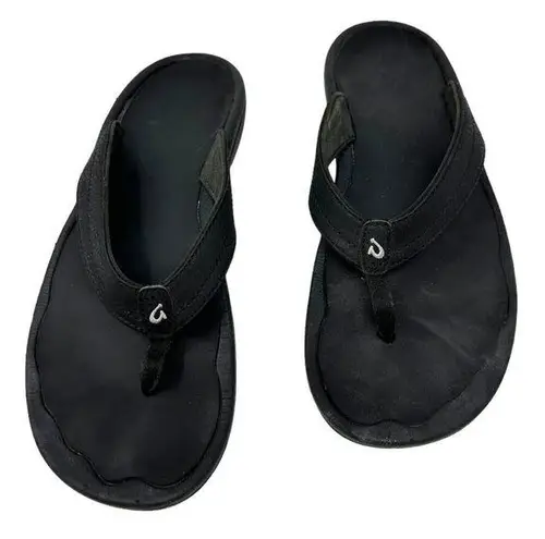 Olukai  Ohana Black and White Flip Flop Size 10