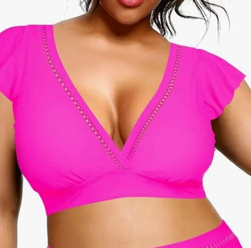 Daci Plus Size 20W Swimsuits Cap Sleeve Bathing Suit Ruffle Trim READ LISTING