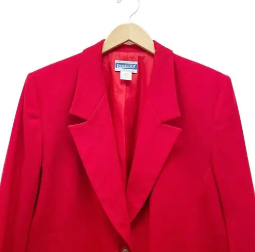 Pendleton Vintage Cherry Red Wool Blazer Womens Size 14 Oversized Preppy Classic