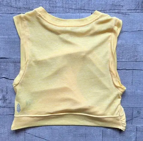 Free People Movement Yellow Twist Front Crop Top Athletic Festival Neon Tank XS