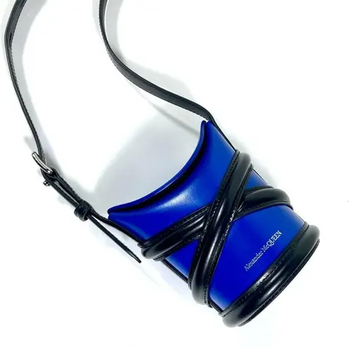 Alexander McQueen Mini The Curve Leather Crossbody Bag Electric Blue NEW