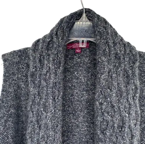 Eastside Westside Women's Wool Blend Marled Open Cable Knit Draped Sweater Vest Gray