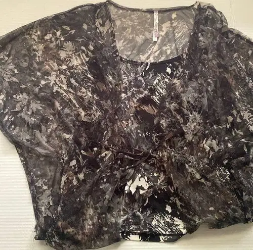 Harmony two piece cami mesh printed kimono top, size XL