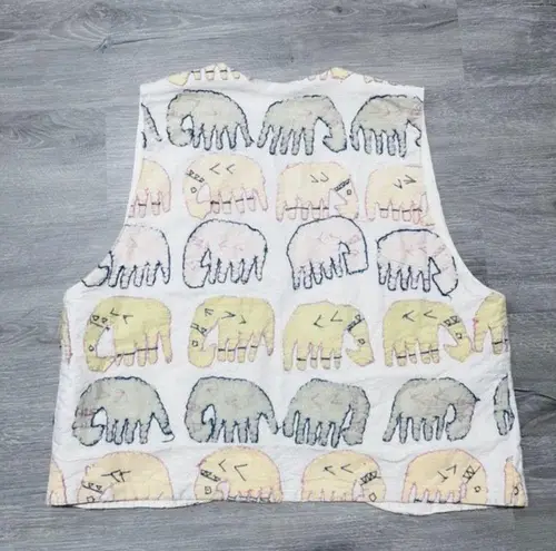 Vintage Embroidered Elephant Vest Medium