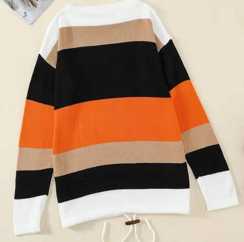 KNIT SWEATER ORANGE COLORBLOCK FLIRTY AND FUN Size M