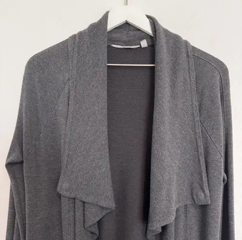 Athleta  Studio Wrap Open Front Stretch Knit Longline Cardigan Pockets Gray Small