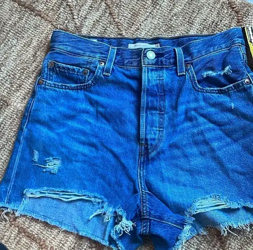 Levi's  Ribcage Cut Off Denim Shorts Womens Blue Button Fly High Rise Size 29