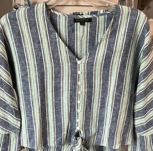 For Cynthia Linen Cotton Set Cynthia Bell Sleeve Top Elastic Back Pants