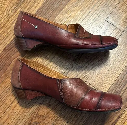 Pikolinos Gandia Pump Loafer Shoes Women 39 8.5 Red Brown Leather Comfort SlipOn