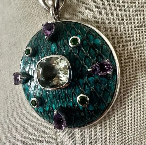 Chi by Falchi Sterling Prasiolite, Amethyst & Peridot Enamel Pendant Necklace