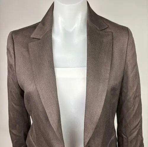 Marie Claire Paris Womens Brown One Button Notch Lapel Collar Blazer Jacket Sz S