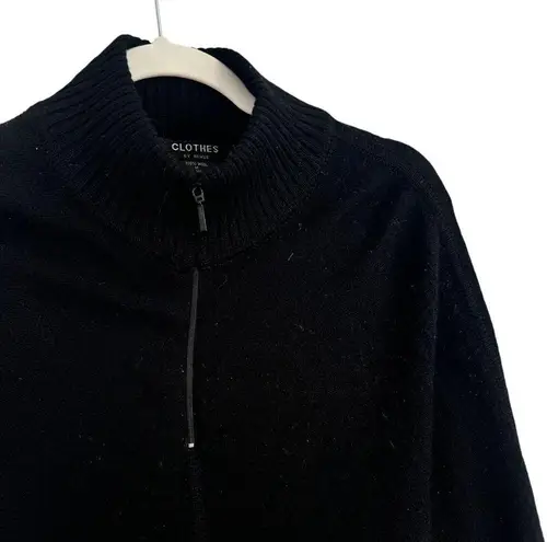 Clothes by Revue Black 100% Wool Sweater Poncho Pockets FLAW Womens Size Medium