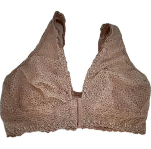secret treasures Secret Treasure Intimates Pink Floral Lace Bralette XL Front Closure