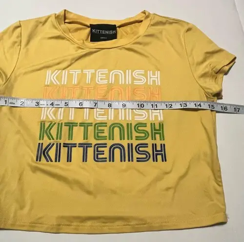 Kittenish Women Size Small Yellow Cropped Crop Top Short Sleeve Shirt Tee Preppy