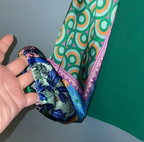 Bailey 44 Ribbed Puffy Patchwork Blouse Green Long-Sleeve Top Size Large