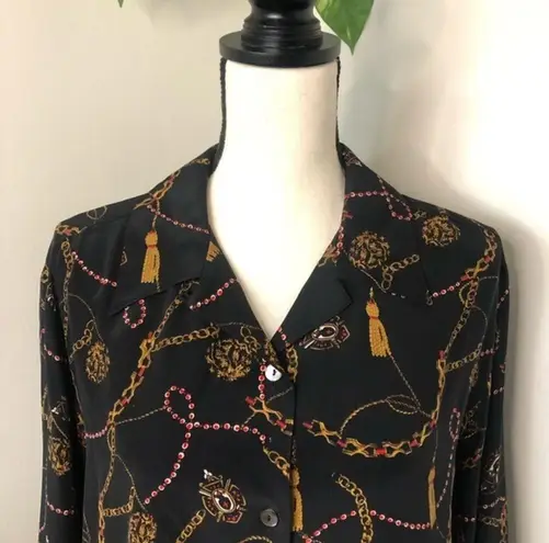 Valerie Stevens Vintage 100% Silk Button Down Blouse