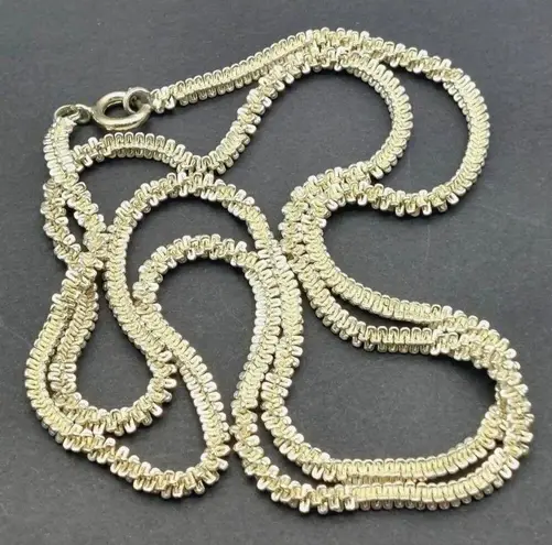 Unique Silver Tone Twisted Chain Rope Necklace Chain 24 Inches Long