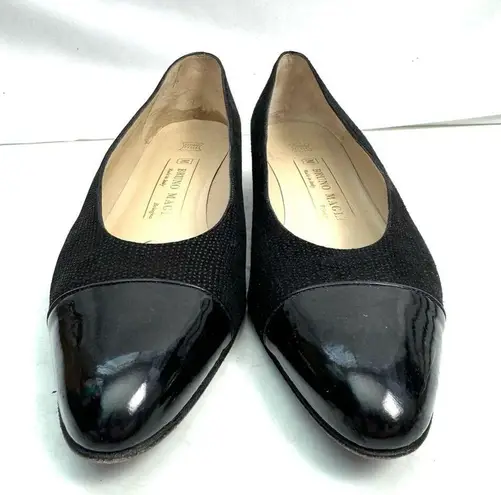 Bruno Magli Suede Black Cap Toe Low Heels Pumps Shoes Size 8.5 AA
