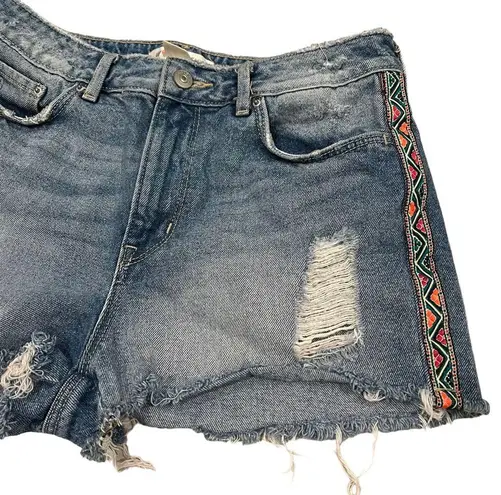 H&M  X Coachella Distressed Tribal Fringe Shorts