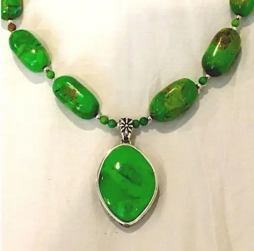 Sterling Silver BARSE Green Turquoise and Necklace and Pendant