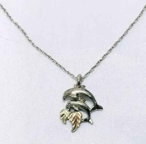 Multi Colored Dolphin Necklace Silver