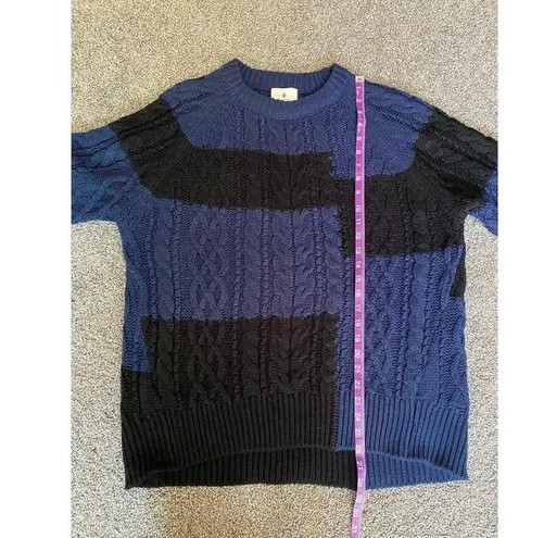 Tuckernuck Colorblock Cable Knit Sweater Blue Black Size M Size M