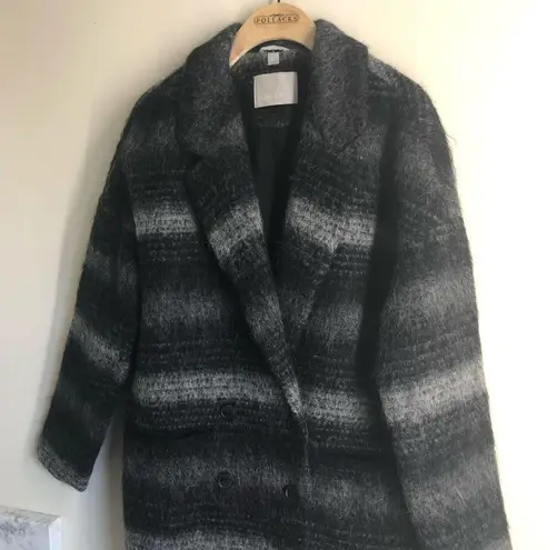 SOIA & KYO Alpaca, Mohair, Wool Blend Long Peacoat Grey Black size S
