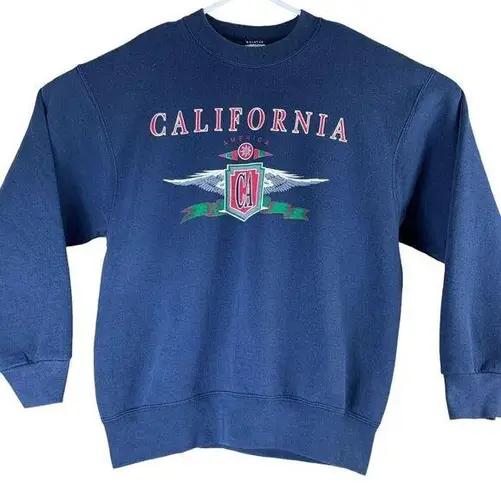 Vintage Sweatshirt California America Size Large Crewneck Pullover Navy Blue