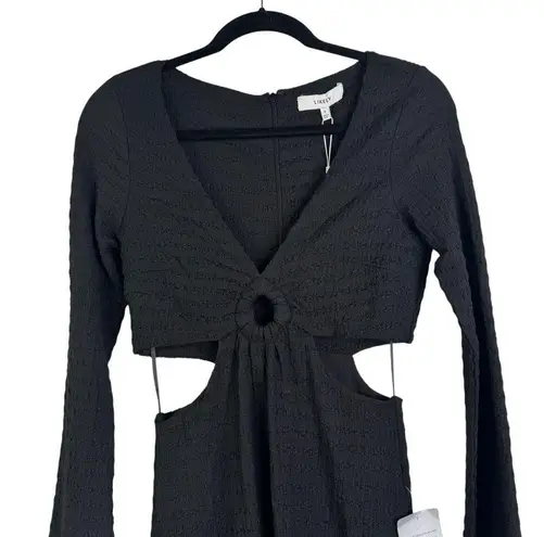 Likely NWT Eila Dress Black Textured Cutout Ring Deep V Midi A-Line Cocktail 6